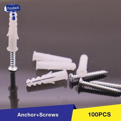*100pcs White Plastic Expansion Anchor With Screws M6*30mm N