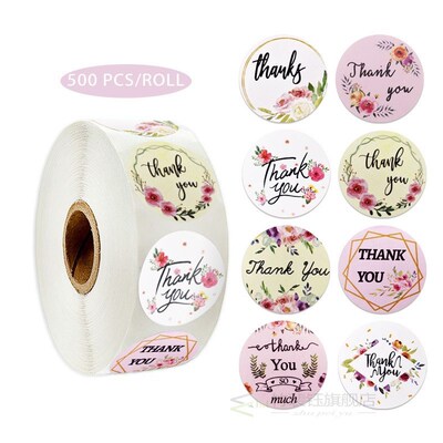 500 Sheets/Roll Round Labels Thank You Packaging Sticker for
