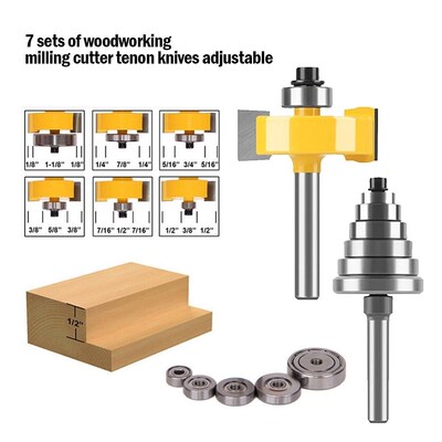 1/4” Inch Shank 1-3/8” Height Multi Rabbet Router Bit Se