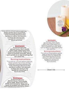 500pcs / Roll  Candle Warning Label  3.8cm Candle Jar Contai