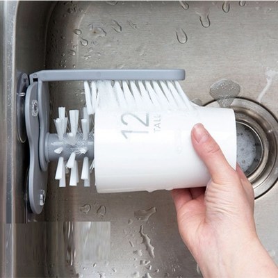 2 in 1 Cleaning Brush Cup Scrubber Suction Wall Lazy Bottles