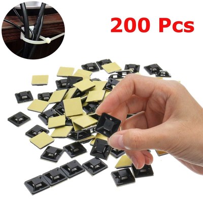 200Pcs Cable tie mount black Zip Tie car Cable Wire Removabl