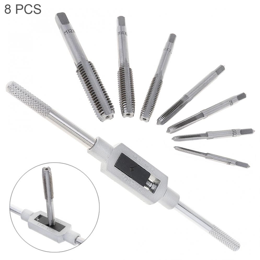 8pcs/lot M3-M12 Tap Wrench Drill Set Hand Tapping Tools Met