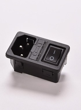 1pcs Black 10A 250V IEC320 C14 3 Pin Fused Power Socket Conn