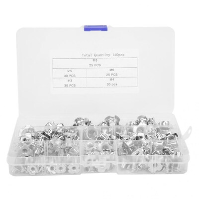 140Pcs/set Tee Nut Set Silver Carbon Steel Galvanized Furnit