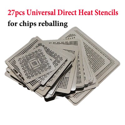 27pcs BGA Directly Heat Reballing Universal Stencils With Te