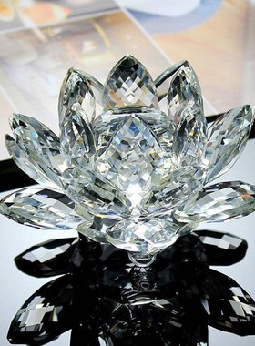 80mm Quartz Crystal Lotus Flower Crafts Glass Paperweight Fe
