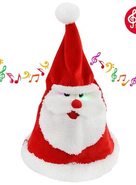 Christmas Hat Electronic Glowing Singing Santa Claus Cap Xma
