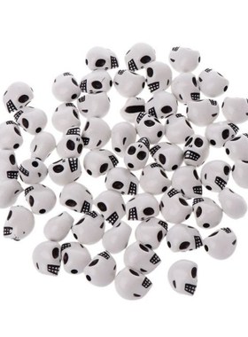 60pcs Skull Head Loose Beads For Bracelet Necklace DIY Makin