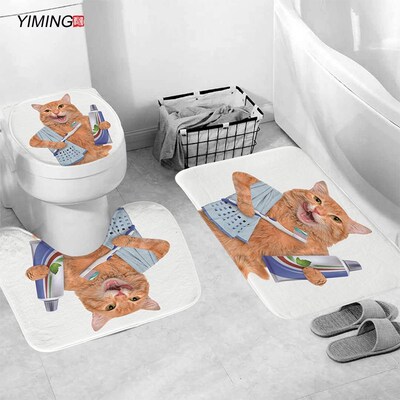 Cute  brushing teeth printing bathroom set toilet cover p