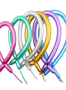 100Pcs Long Glossy Latex Balloons Thick Chrome Metallic Colo
