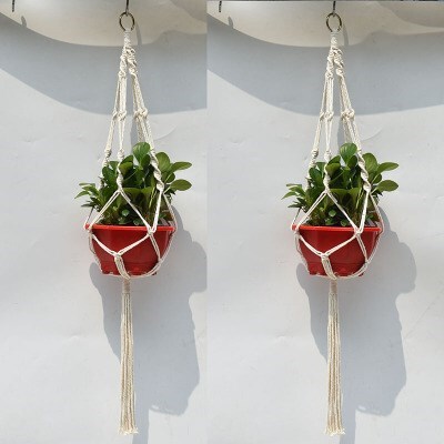 Handwoven Macrame Plant Hanger Baskets Pot Cotton Linen rope