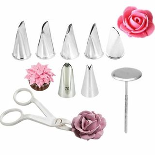 9Pcs/set Rose Flower Scissor+Cake Tray +7pcs Tulips Leaves N