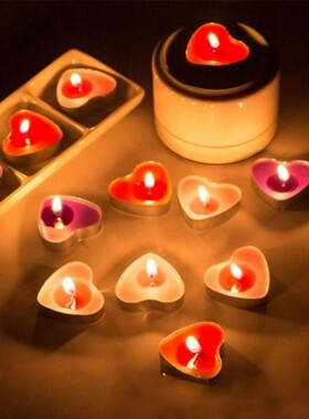 50pcs/box Love Heart Shaped Tealight Candles Smokeless Small