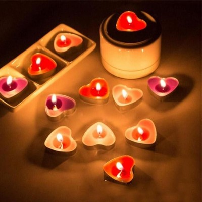 50pcs/box Love Heart Shaped Tealight Candles Smokeless Small