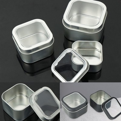 Clear Window Tin Box Metal Storage Box Case Gift Chocolate C