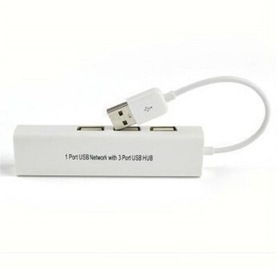USB Ethernet with 3 Port USB HUB 2.0 RJ45 Lan Network Card U