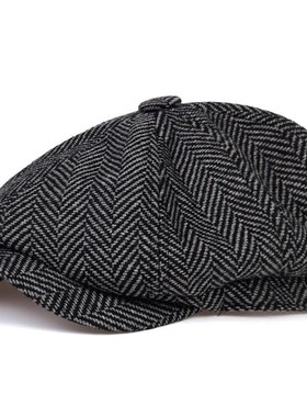 Fashion Wool Newsboy Caps Mens Herringbone Flat Caps Women M