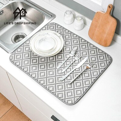 New 1pc Dish Drying Mat For Kitchen Sink Drainer Microfiber