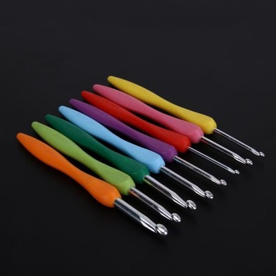 8Pcs Soft Handle Aluminium Crochet Hooks Set Knitting Needls