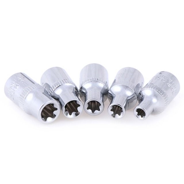 5PC 1/4 Inch Torx Star Bit Female Socket Set E4,E5, E6,E7, E
