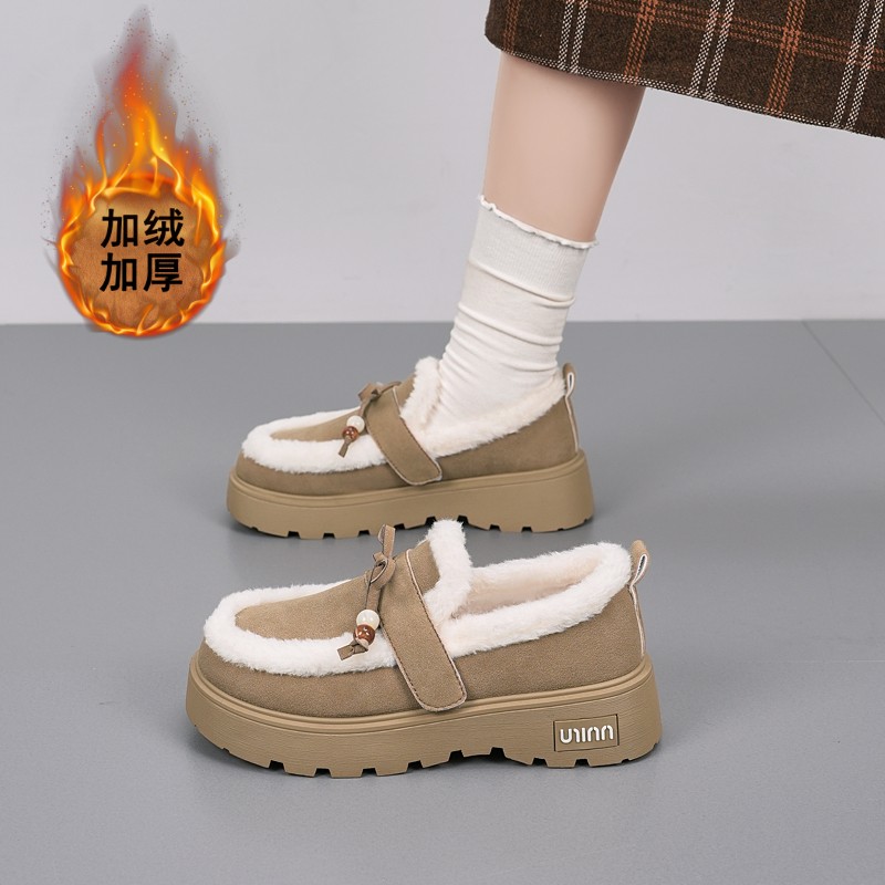 4142大码一脚蹬加绒加厚毛毛鞋女