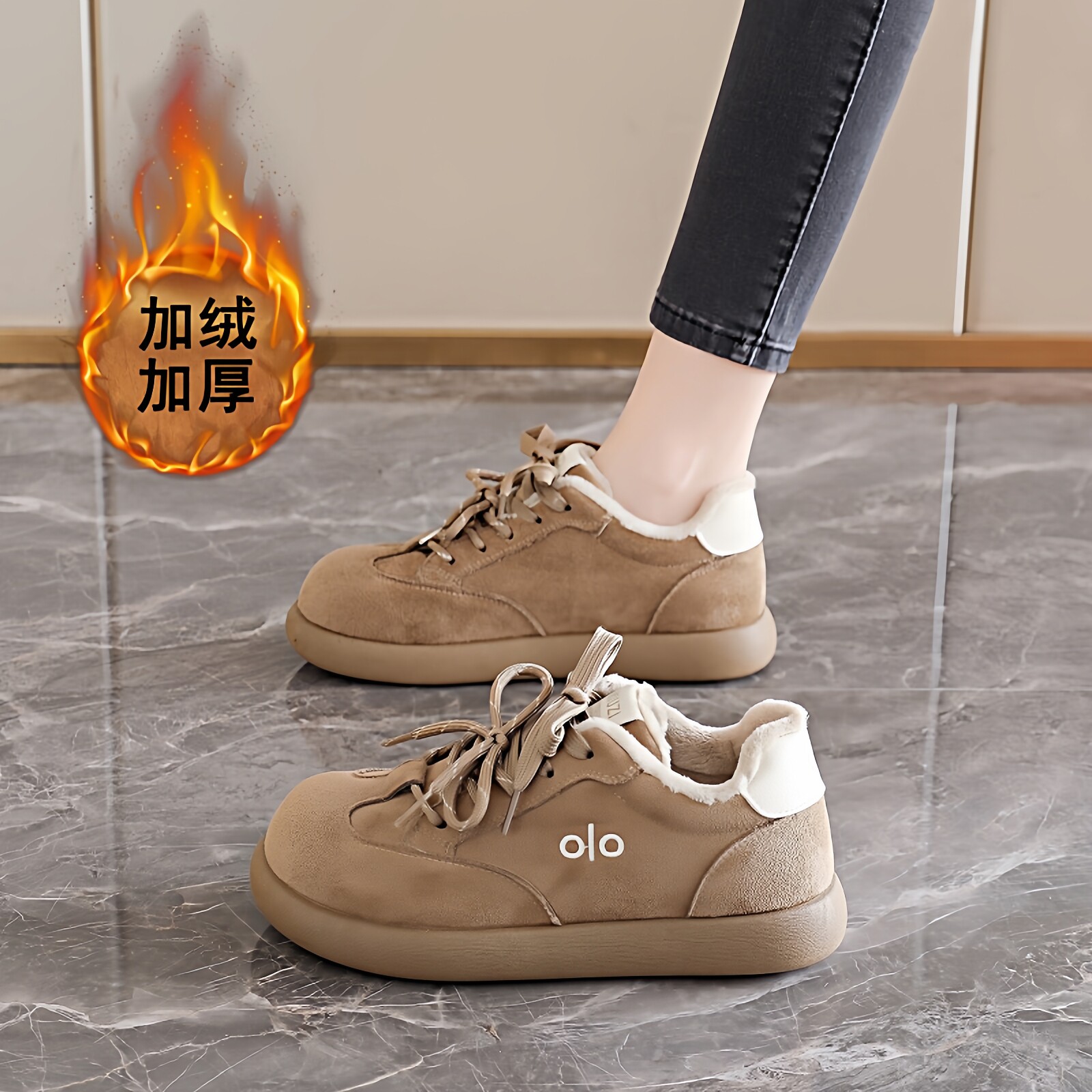 加绒加厚厚底勃肯鞋软底保暖棉鞋