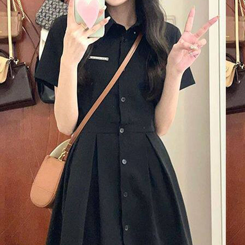 夏季蝴蝶结POLO短袖显瘦连衣裙女