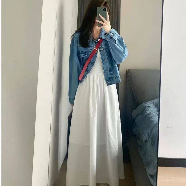 夏季赫本风法式小黑吊带A字裙女