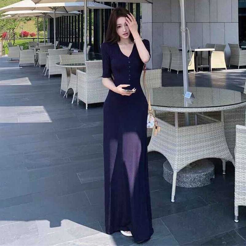 夏季辣妹风V领显瘦包臀连衣裙女