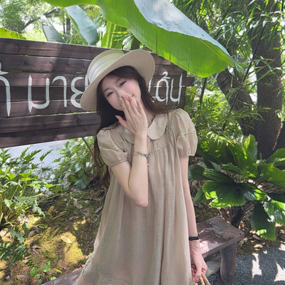 夏季小个子法式蕾丝娃娃领连衣裙