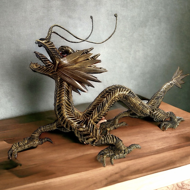 中国非遗文化棕编大龙手工艺术品草编龙桌面摆件龙年吉祥物