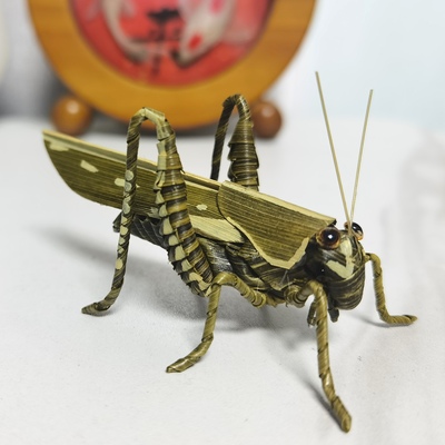 中国非遗文化草编棕编昆虫家居小摆件仿真蝗虫纯手工工艺品摆件