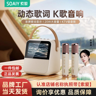 索爱GC200Pro歌词音箱家用k歌麦克风话筒一体家庭ktv礼物蓝牙音响