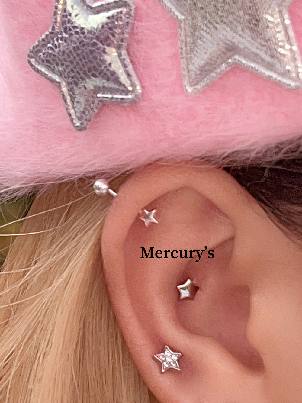 s999纯银日韩风星星耳骨钉