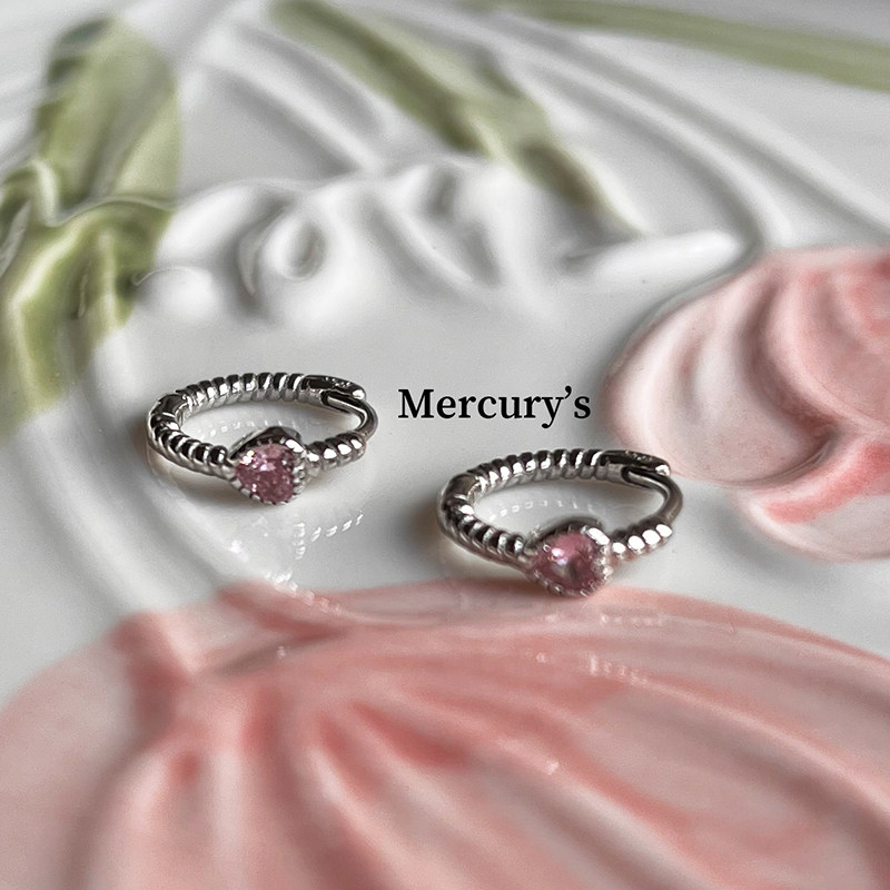 Mercurys 粉红桃桃耳扣s925银睡觉洗澡免摘耳圈敲可爱麻花小耳环,饰品/流行首饰/时尚饰品新,耳环,淘宝优惠券,粉丝福利购,淘宝优惠卷