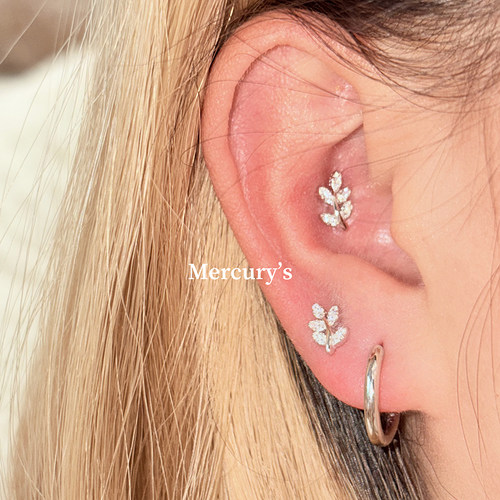 s925银经典麦穗耳钉爆闪耳饰