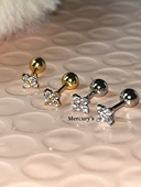 Mercurys能抓住 小幸运 超闪四叶草耳骨钉拧螺丝洗澡免摘耳窝钉