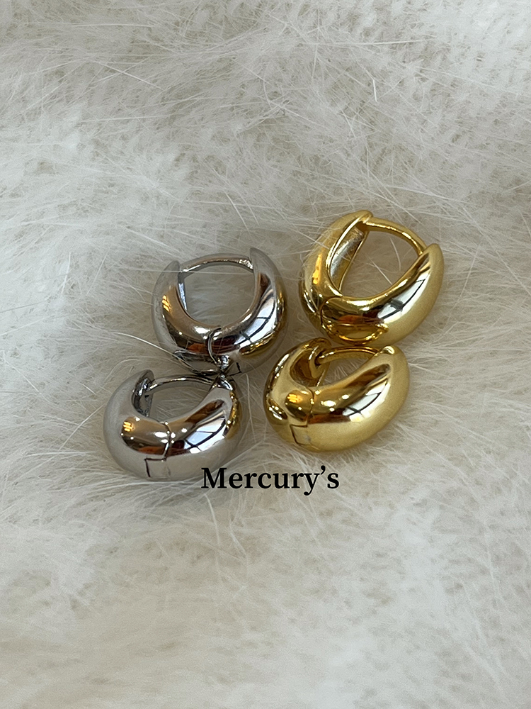 Mercurys纯银小豆丁耳扣秋冬日常百搭款金属感金色银色法式小耳圈