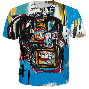Print Men Abstract 短袖 Top抽象艺术3D印花潮流男士 T恤 Art
