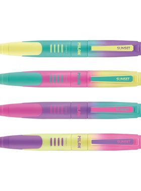 进口米兰Milan圆珠笔1mm按压式Compact落日笔蓝色墨水原子笔