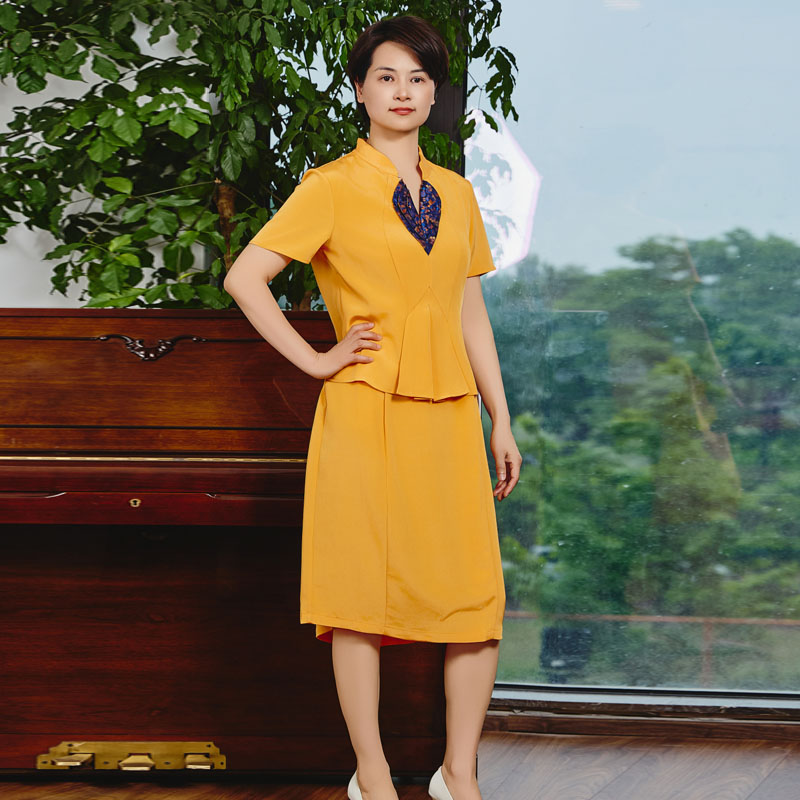 重磅蚕丝提花拼接假两件设计大气