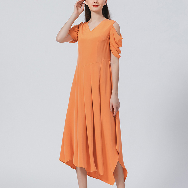 优雅文艺甜美重磅真丝连衣裙