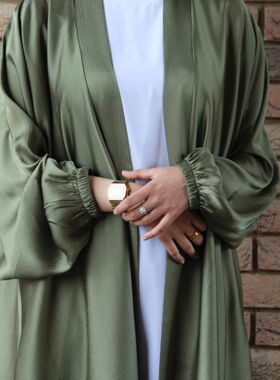 Plus Size Cardigan Robe Bungee Dress大码开衫长袍束口袖连衣裙