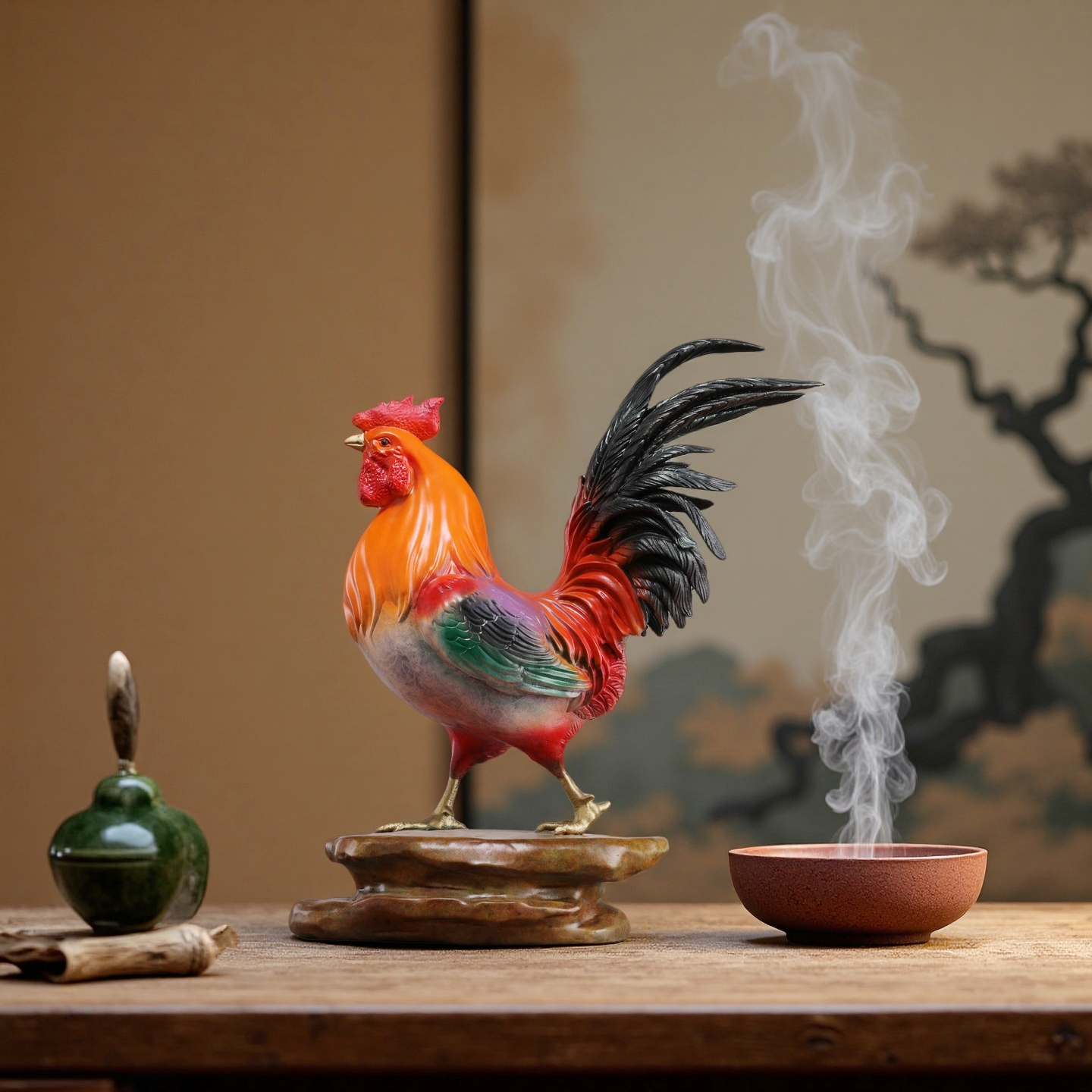 猪八戒铜鸡摆件步步高升