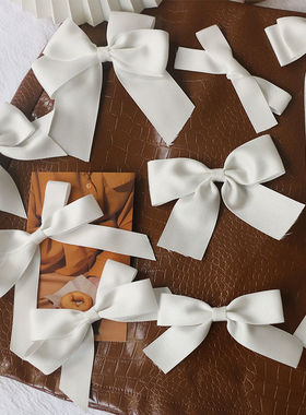 纯白色缎面蝴蝶结胸针别针小号缎带领结飘带大号衣服胸前装饰配件