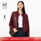 水云间女装 新款 立领按扣时尚 酒红气质宽松短外套夹克2025秋季