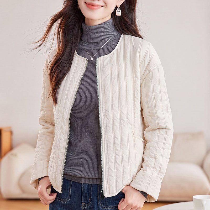 【90-220斤可穿】大码棉服女2026秋冬薄款夹棉小香风款棉衣外套女