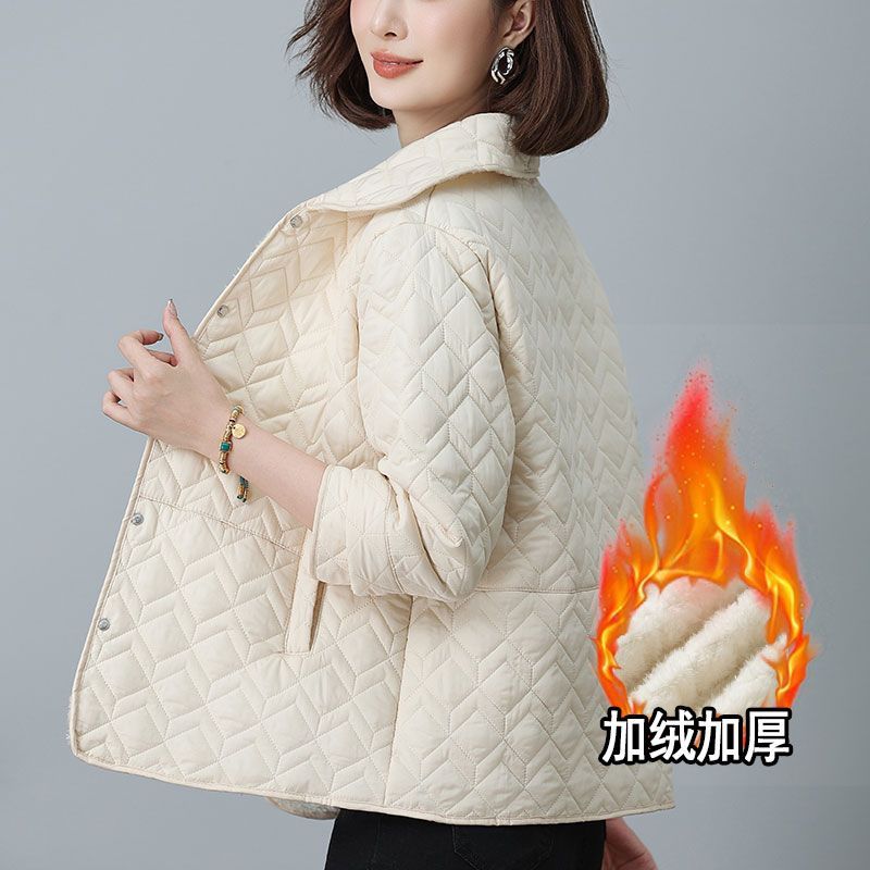 大码加绒棉服女中年妈妈连帽冬季保暖时尚休闲洋气棉衣外套棉袄女