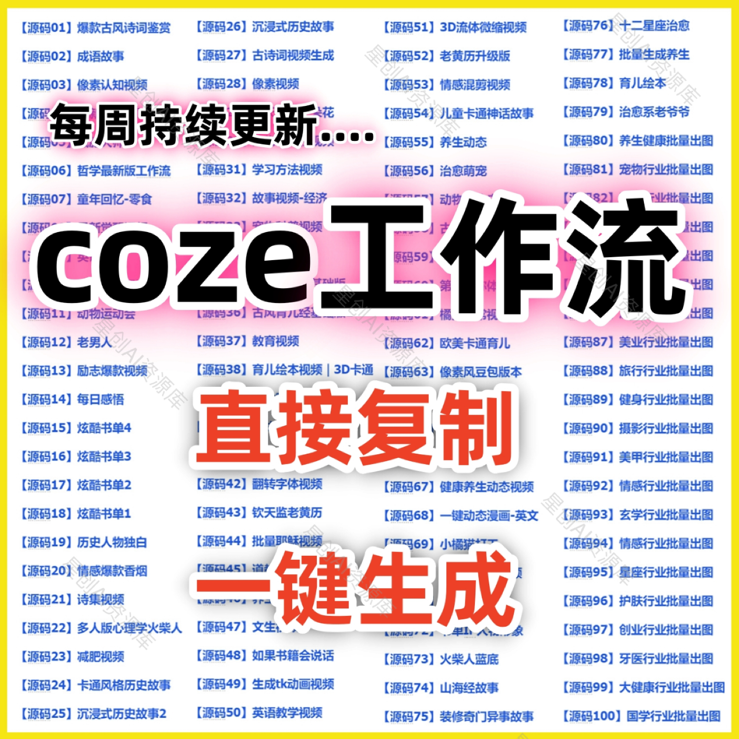 会员coze工作流空间全部成品扣子工作流一键生成AI视频含教程定制